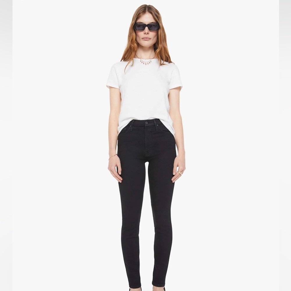 Mother the Looker Black High Waisted Skinny Jeans 28
